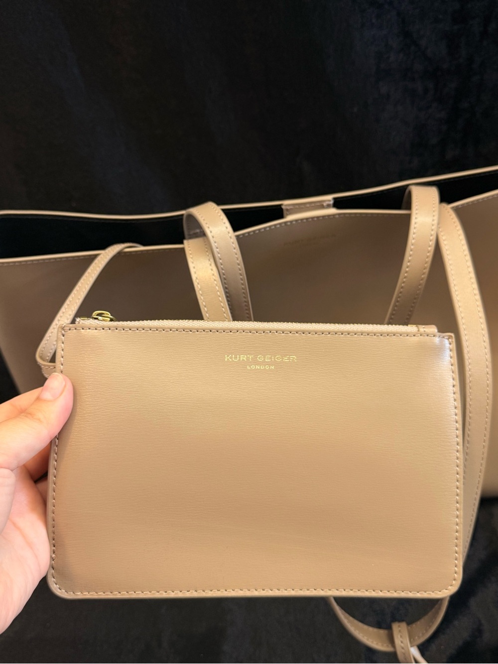 Kurt Geiger Taupe Leather Tote with Gold Charm - Picture 3 of 9